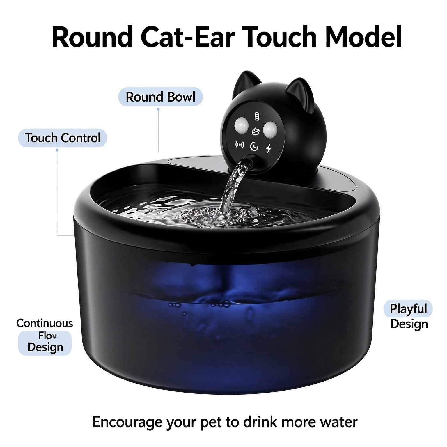 Best-selling plastic cat water fountain: wireless, motion-activated, flowing water; direct source manufacturer for cross-border trade. - Image 2