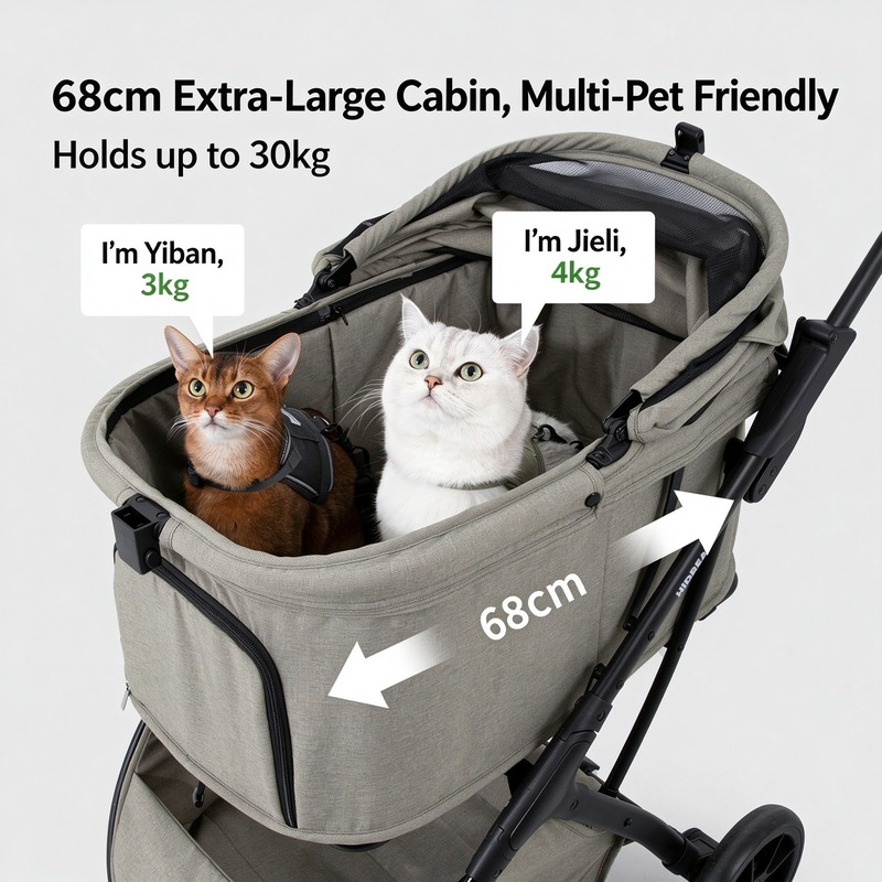 HIDREAM Spacious One-Step Fold Multi-Pet Stroller - Image 2