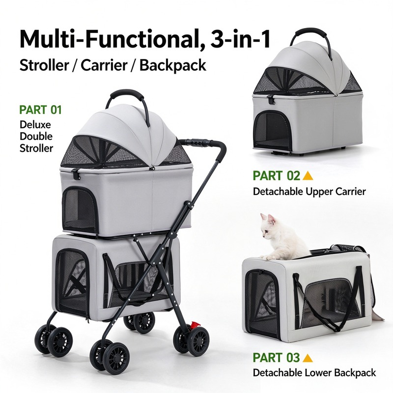Detachable Double-Decker Pet Stroller - Image 3