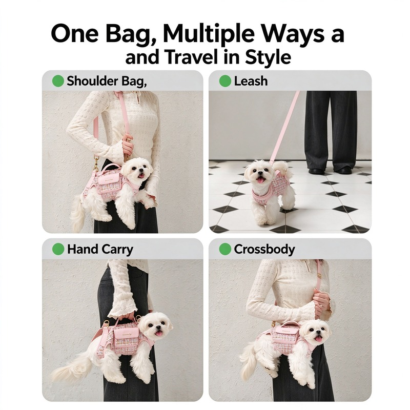 Spine Protection Stylish On-the-Go Chanel-Style Crossbody Pet Bag - Image 4