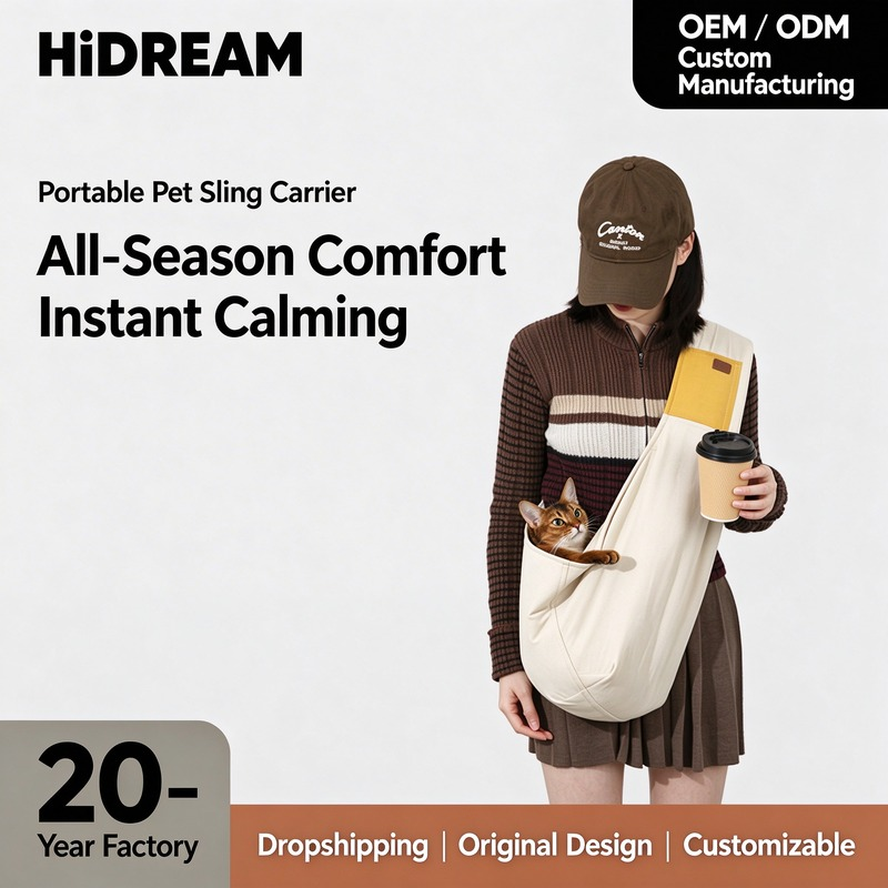 Upgraded Cotton Pet Sling Carrier Portable All-Season Pet Sling