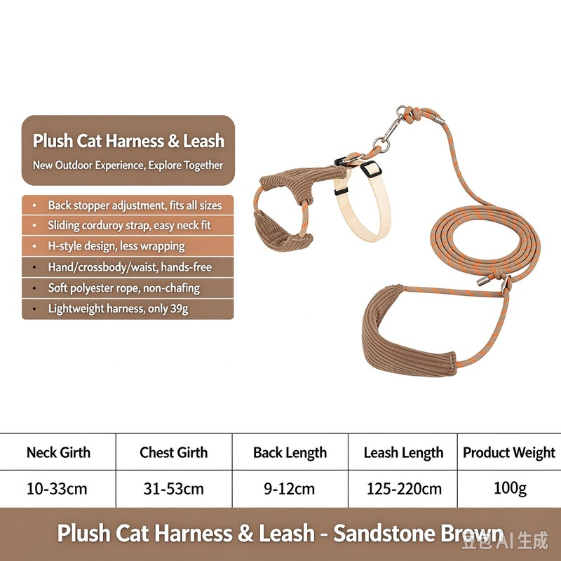Plush Cat Harness and Leash Set - Image 8