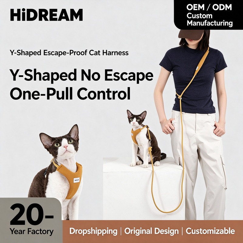 HIDREAM Y-Shaped Escape-Proof Cat Harness & Leash Set