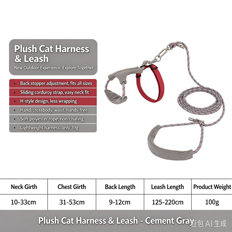 Plush Cat Harness and Leash Set - Image 5