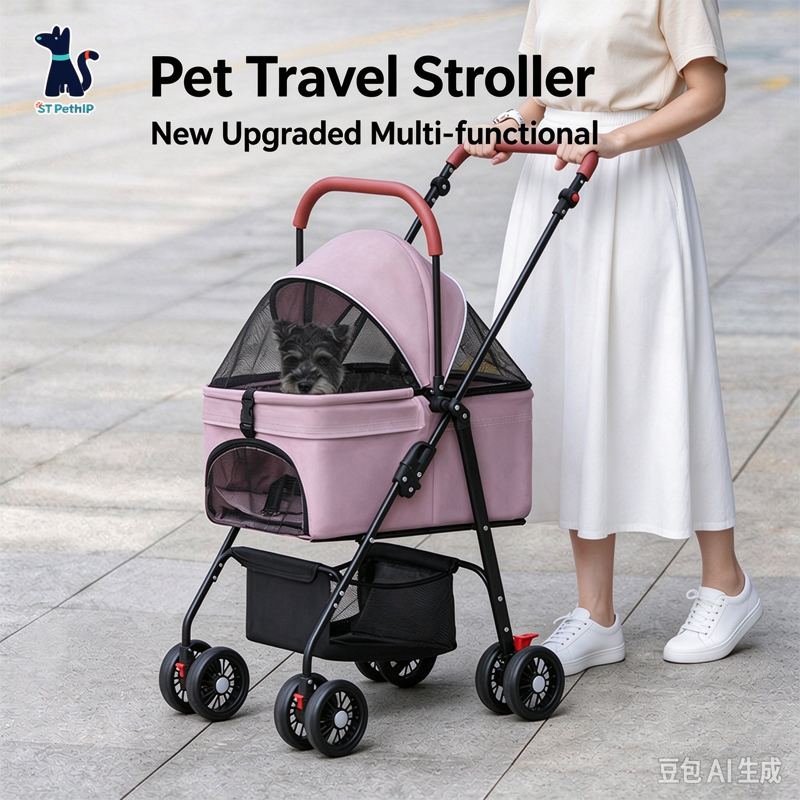 Detachable Pet Stroller & 2-in-1 Travel Dog Carrier