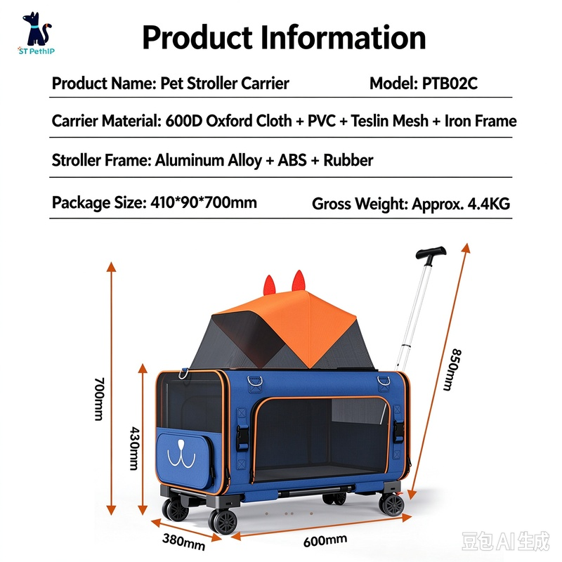 Multi-Functional Pet Stroller & Expandable Trolley Bag - Image 2