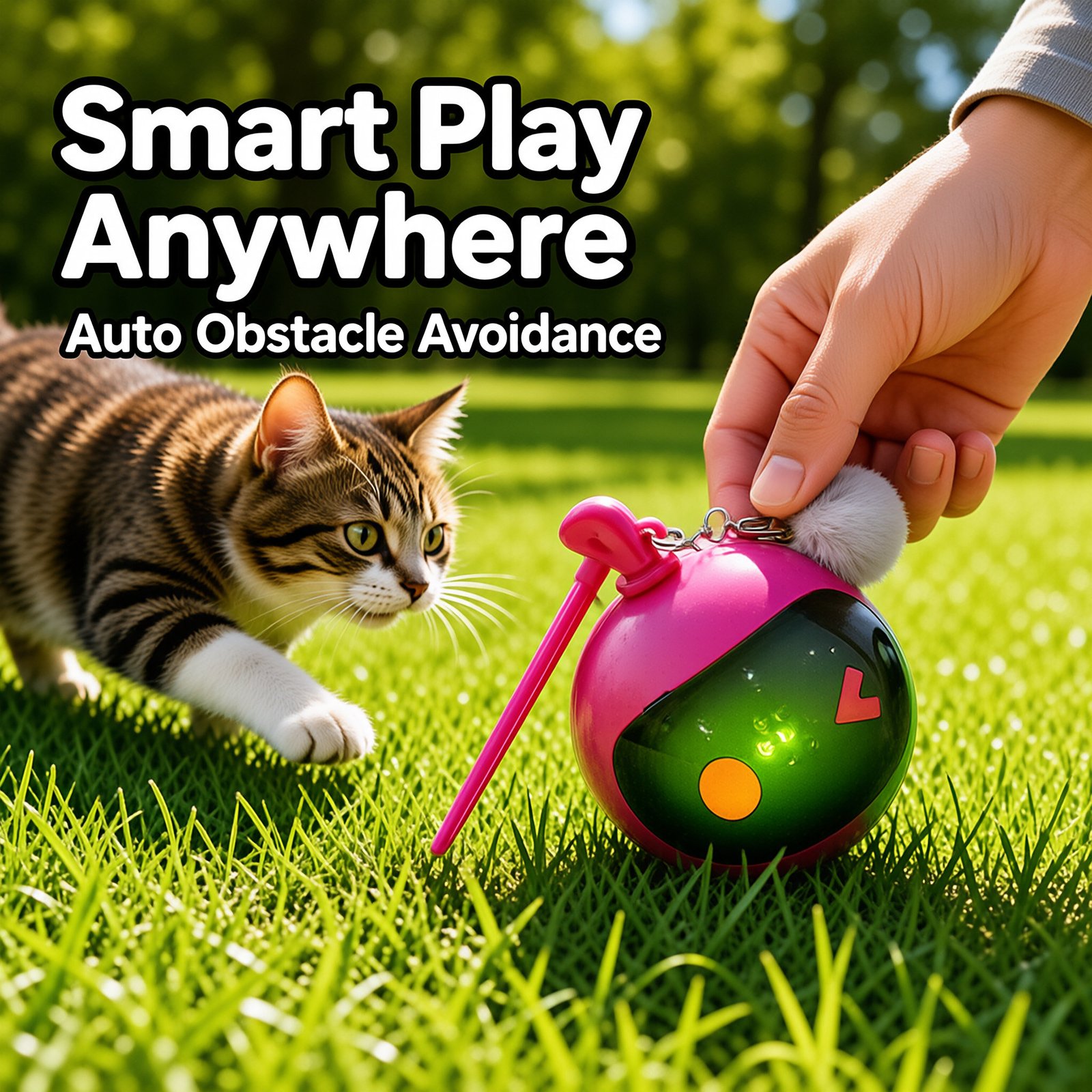 Laser Cat Toy Ball with Plush Teaser Pendant, Electric Glowing Interactive Toy for Cat Self Play - Image 5