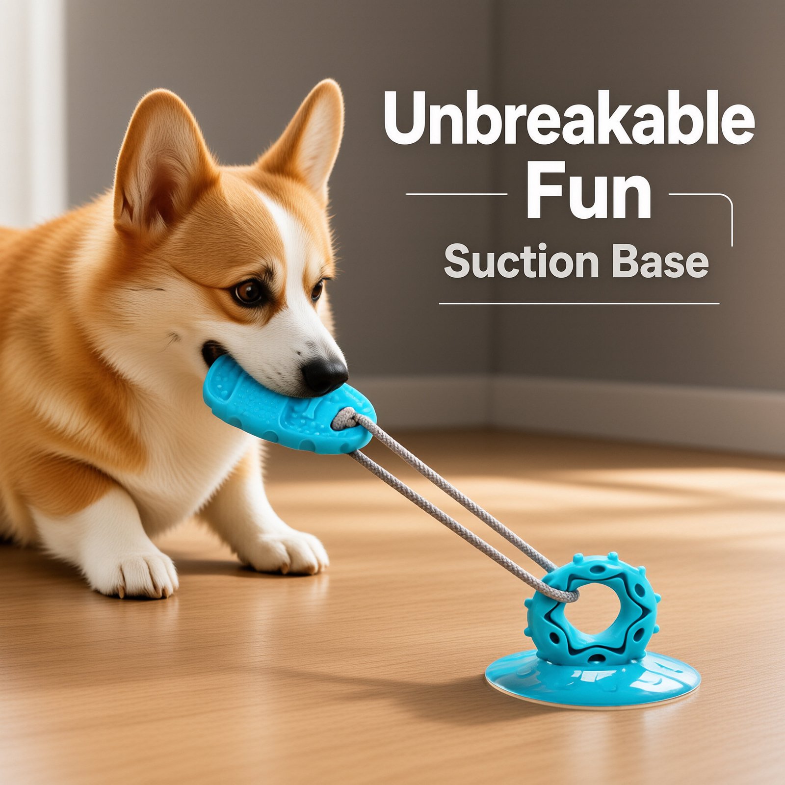 Suction Cup Tug Dog Chew Toy, Rubber Tug-of-War Interactive Toy, Durable Dental Dog Toy - Image 4