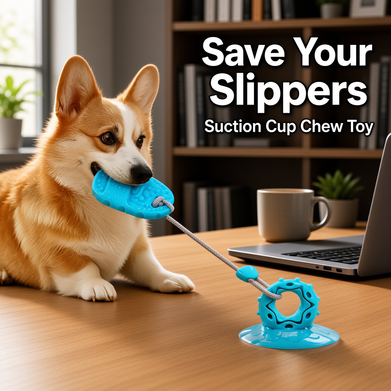 Suction Cup Tug Dog Chew Toy, Rubber Tug-of-War Interactive Toy, Durable Dental Dog Toy - Image 5