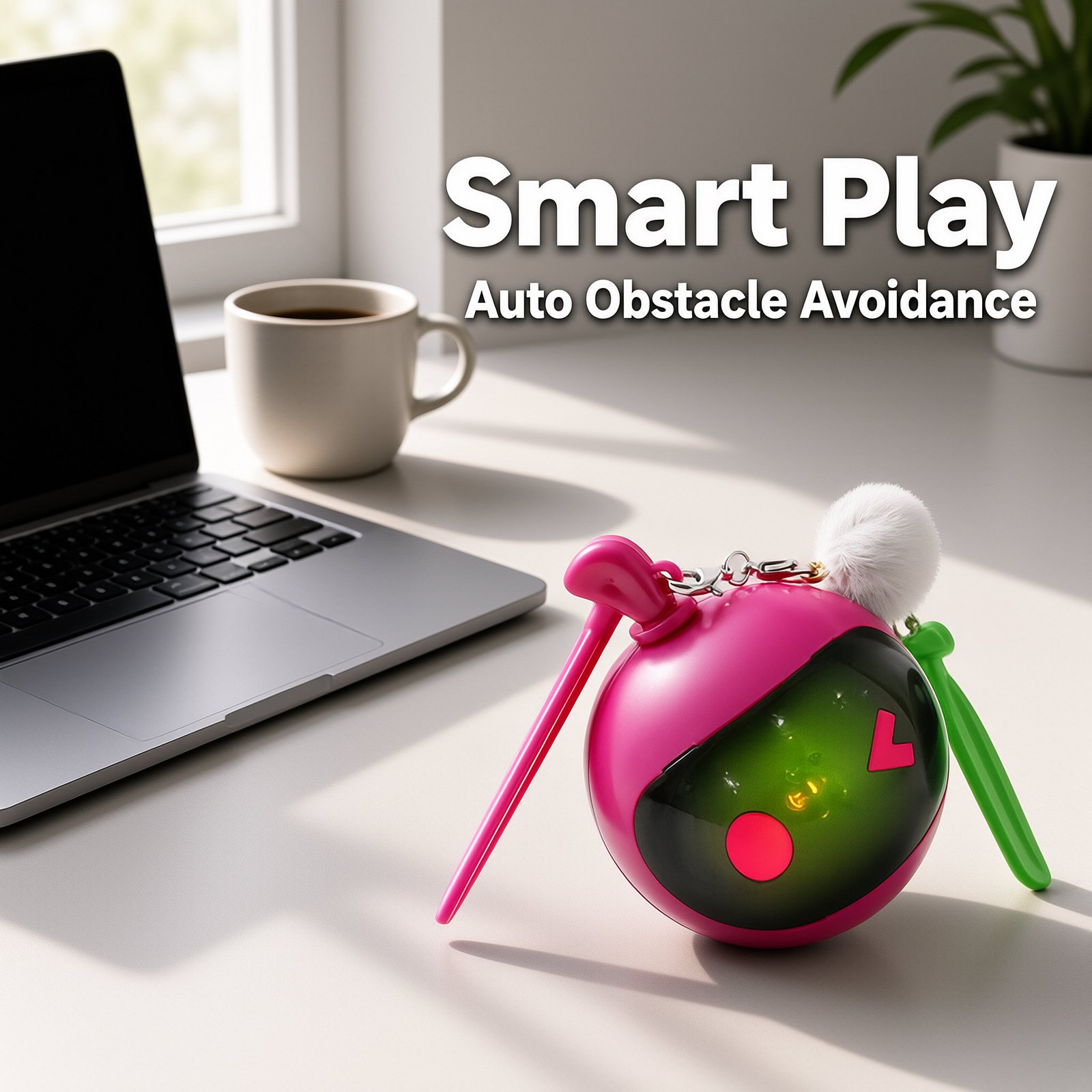 Laser Cat Toy Ball with Plush Teaser Pendant, Electric Glowing Interactive Toy for Cat Self Play - Image 6