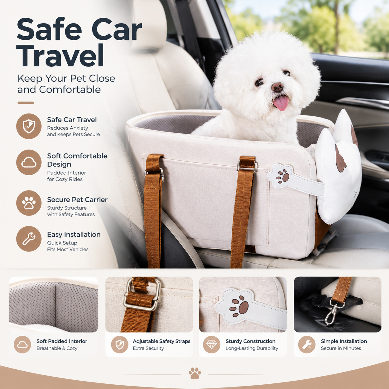 Pet Car Seat & Center Console Carrier