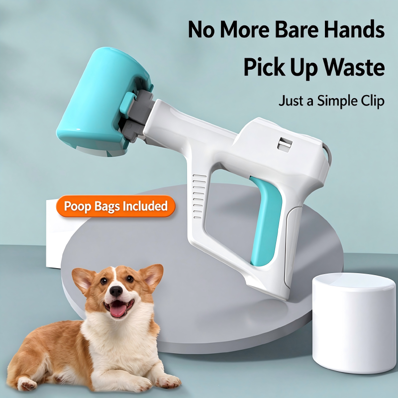 Long Handle Dog Pooper Scooper with Built-in Bag Dispenser