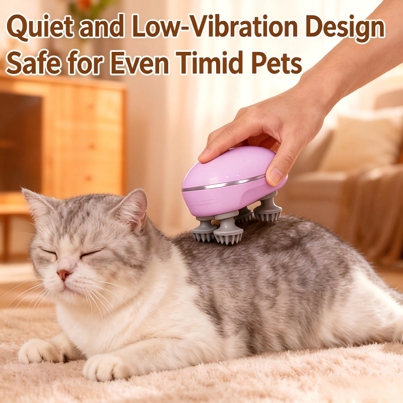 Quiet Handheld Pet Massager for Cats & Dogs