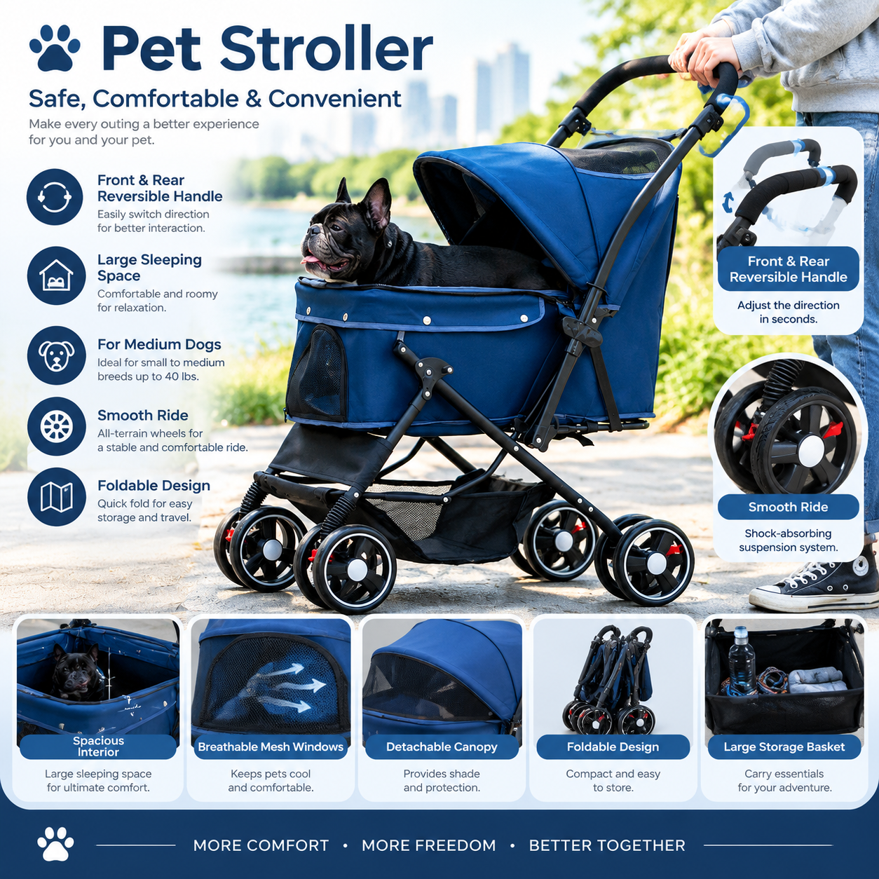 Reversible Handle Pet Stroller