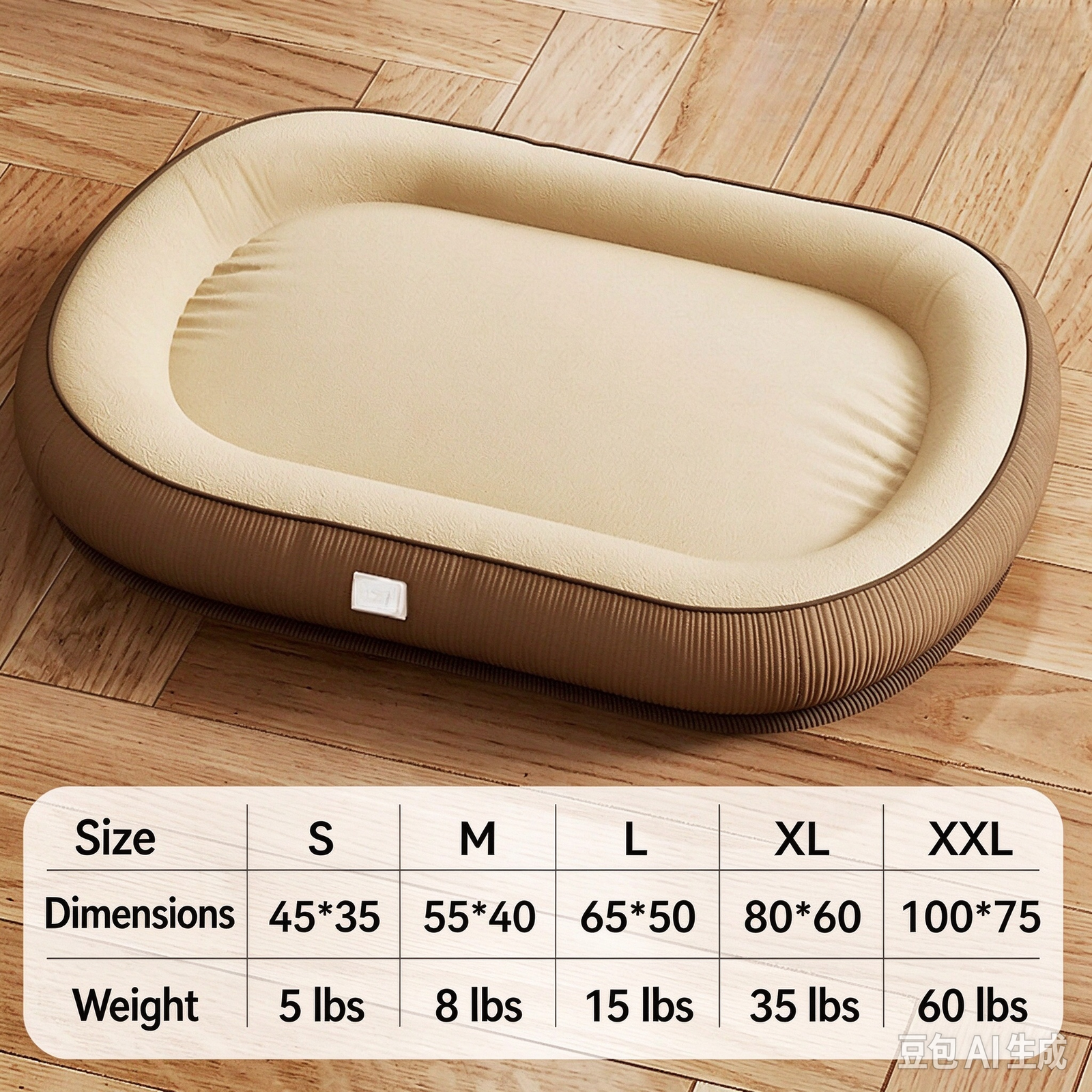 Simple Oval Striped Rim Pet Bed, Grey White Low Bolster Pet Couch, Breathable All-season Universal Dog & Cat Bed - Image 2
