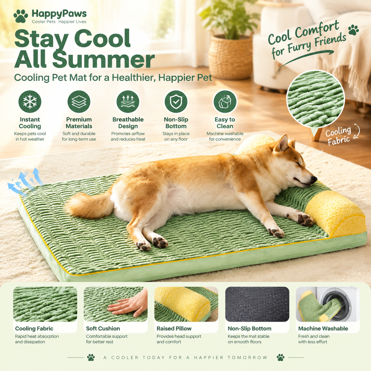 Corn Grain Plush Pet Mattress with Pillow, Neck Support Dog & Cat Cushion, Washable Pet Sleeping Pad with Contrast Binding - Image 5
