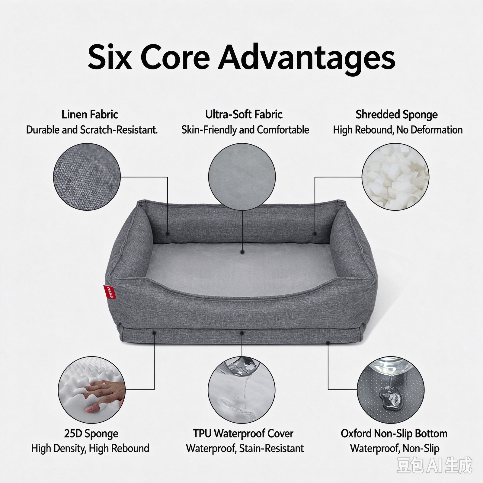 Linen Orthopedic Dog Bed & Cat Sofa - Image 4