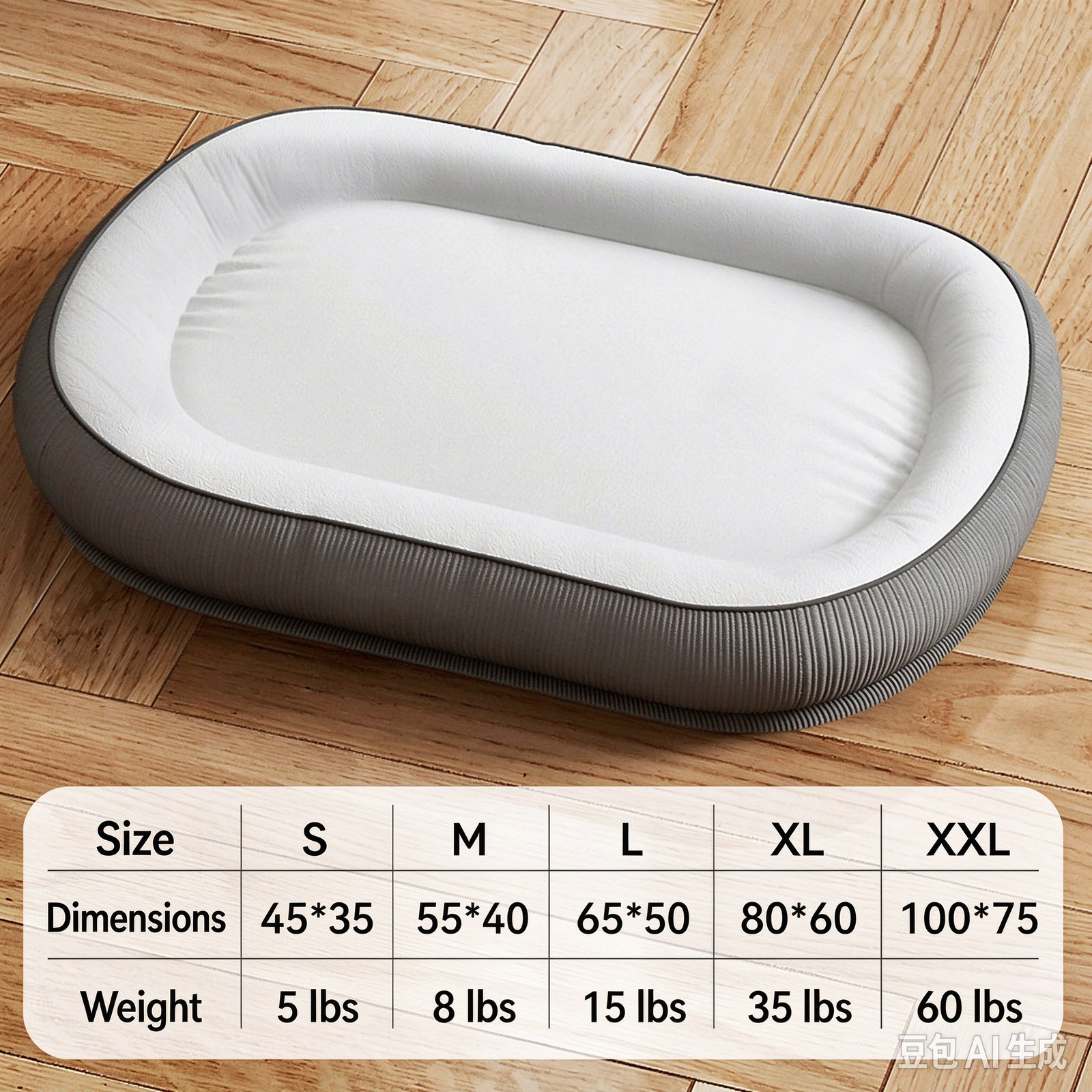Simple Oval Striped Rim Pet Bed, Grey White Low Bolster Pet Couch, Breathable All-season Universal Dog & Cat Bed - Image 4