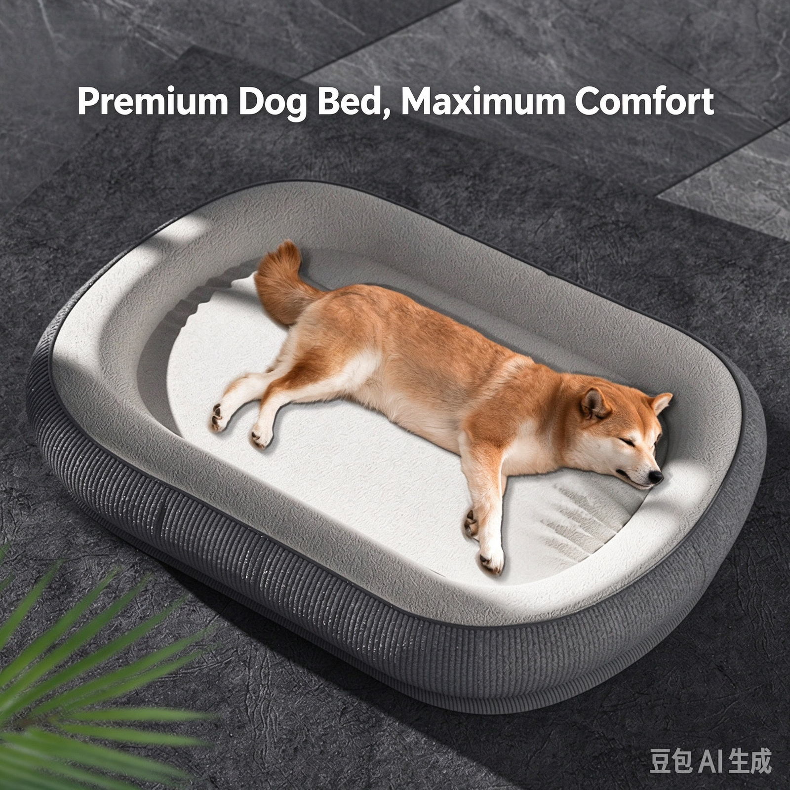 Simple Oval Striped Rim Pet Bed, Grey White Low Bolster Pet Couch, Breathable All-season Universal Dog & Cat Bed - Image 7