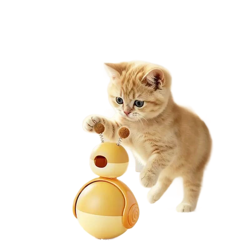 Snail shaped cat wobble treat toy, integrated spring teaser puzzle feeder for cats