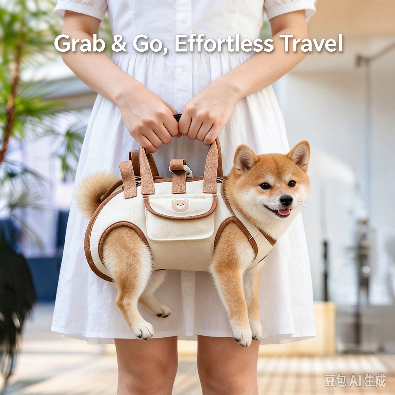 Leg-out Pet Carrier Tote Bag With Bear Sticker, Breathable Mesh With Front Storage Pocket, Hand & Crossbody Dual Use Portable Travel Bag For Small Cats And Dogs - Image 4