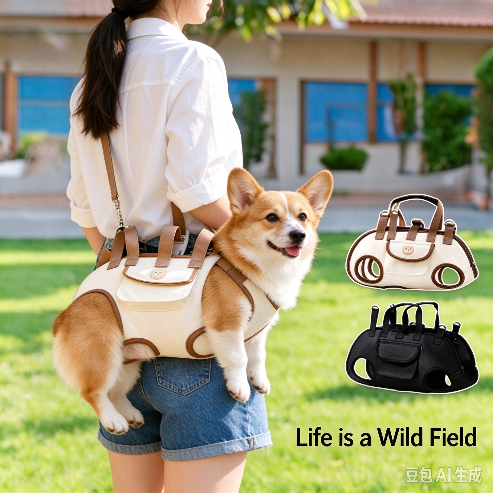Leg-out Pet Carrier Tote Bag With Bear Sticker, Breathable Mesh With Front Storage Pocket, Hand & Crossbody Dual Use Portable Travel Bag For Small Cats And Dogs - Image 3