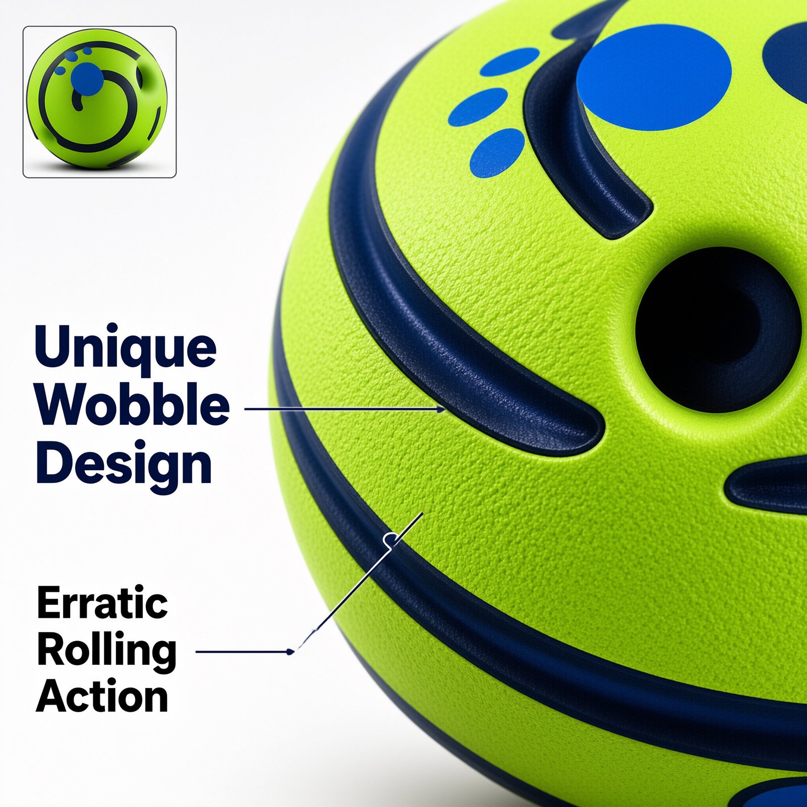 Paw Print Squeaky Rolling Pet Ball, Fun Interactive Self Play Toy for Dogs, Drop-resistant Chasing Ball - Image 2