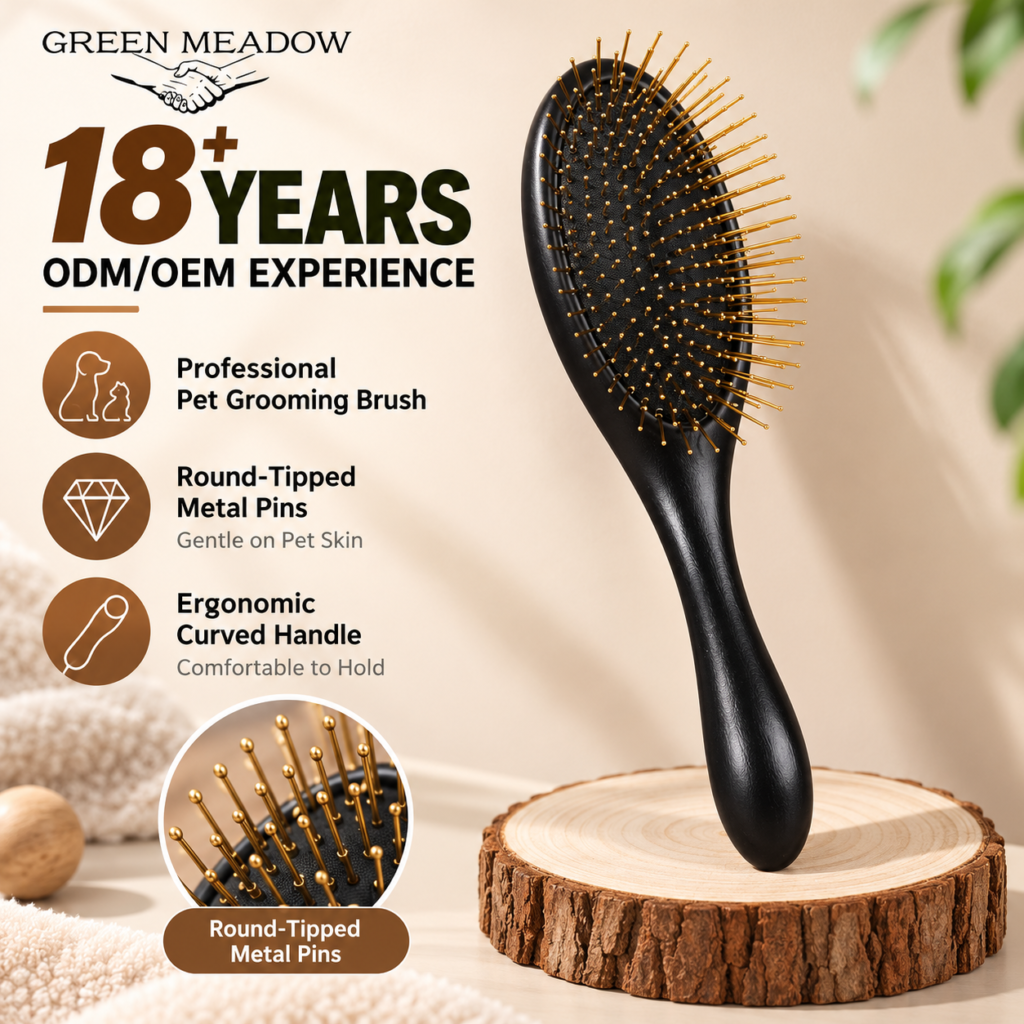 Professional Black Wood Pet Grooming Brush